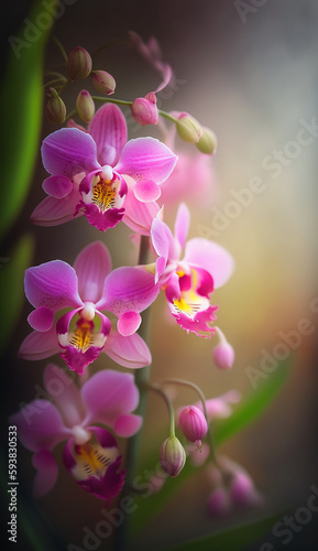 Closeup beautiful orchid flower with pink color, wallpaper background.