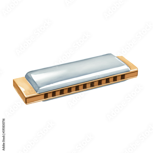 harmonica with style hand drawn digital painting illustration