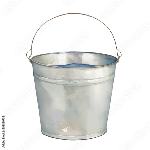 bucket with style hand drawn digital painting illustration