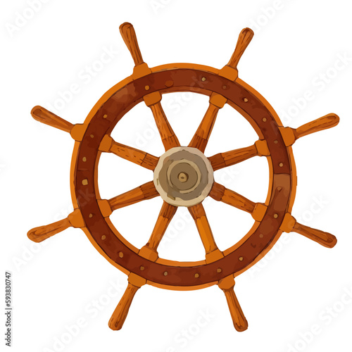 boat steer with style hand drawn digital painting illustration