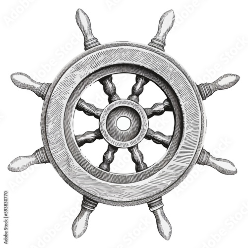 boat steer with style hand drawn digital painting illustration