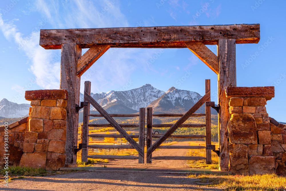 custom made wallpaper toronto digitalRanch entrance in the mountains
