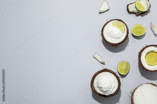 Summer dessert - ice cream, ice cream with coconut