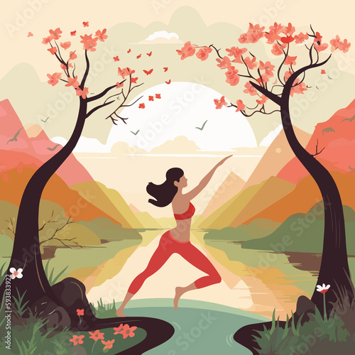 Creative flat illustration for Yoga Day concept © Fernando