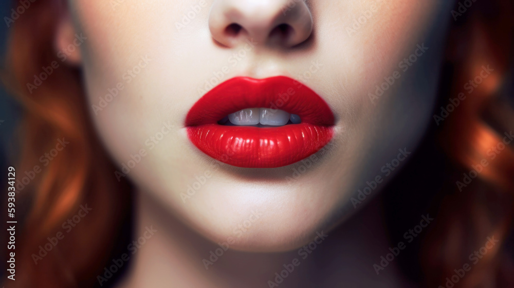 Close up lips of woman. Generative AI Close up lips of woman. Generative AI