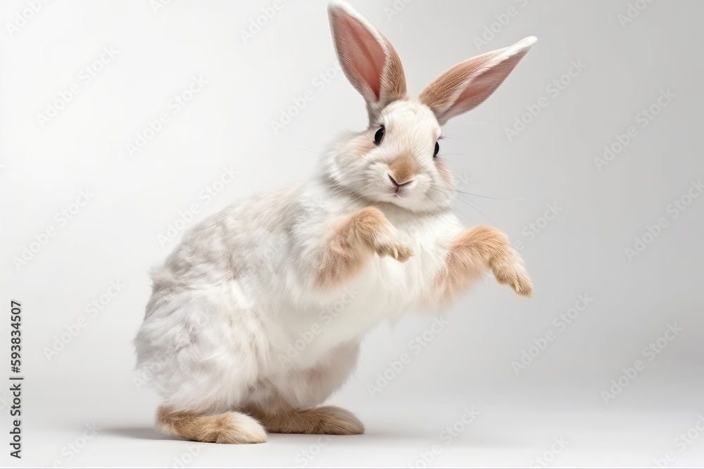 Obraz premium Cute Rabbit isolated on white background. Created Generative AI