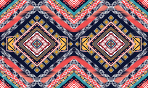 Geometric ethnic pattern vector background. seamless pattern traditional Design for background  wallpaper  Batik  fabric  carpet  clothing  wrapping  and textile. Colorful ethnic pattern illustration