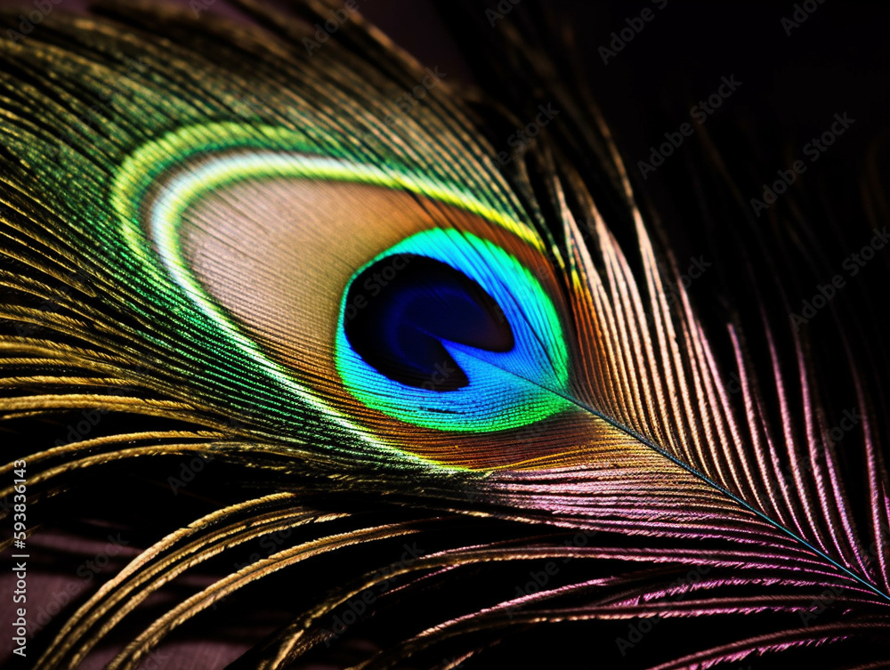 Obraz premium A Close Up of a Peacock Feather with Purple Tint | Generative AI