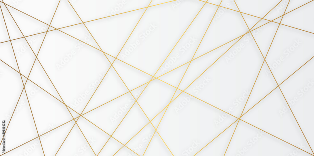 Abstract luxury gold geometric random chaotic lines with many squares and triangles shape background.