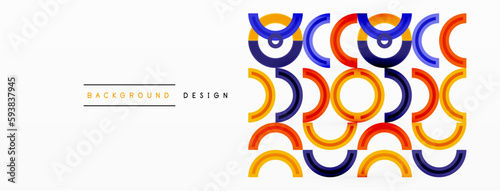 Circles are arranged in a grid pattern abstract background and feature a range of different colors, including shades of various colors. Template for wallpaper, banner, presentation, background