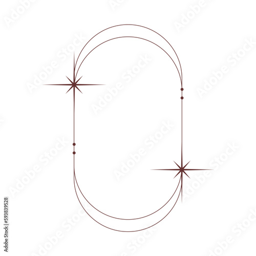 Boho frame arch with line and star. Vintage simple shape design. Boho minimal arch. Geometric round form. Vector illustration