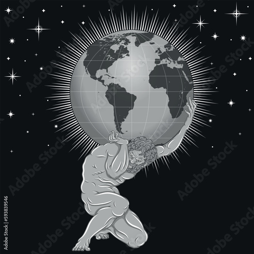 Vector of Atlas holding the earth