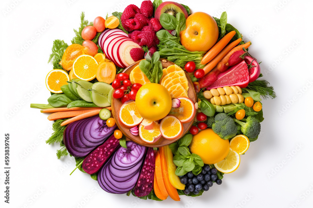 A colorful salad with different vegetables and fruits A colorful salad with different vegetables and fruits