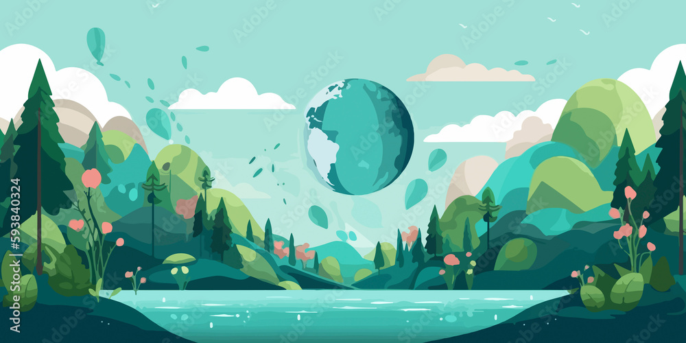 Obraz premium World Environment Day depicted in flat design