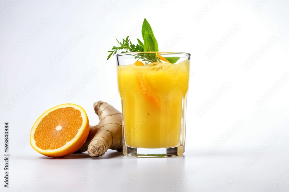 Fototapeta premium A glass of orange and carrot smoothie with ginger