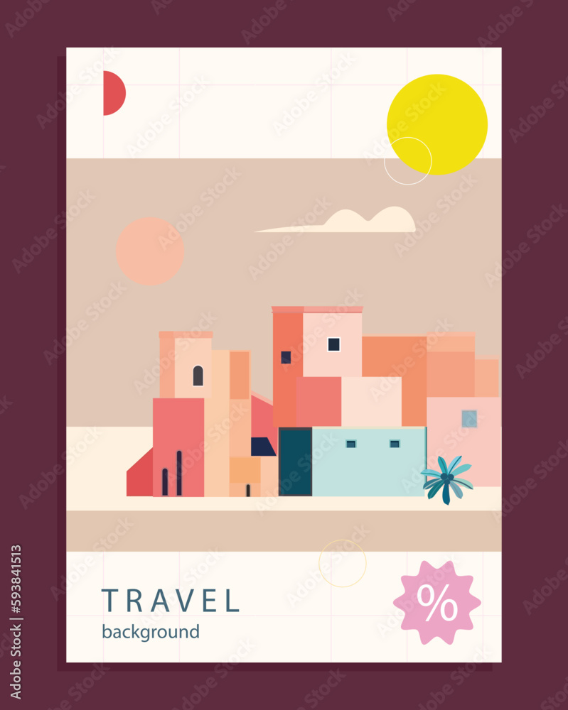 Cityscape  with Old East Town , Travel Template.