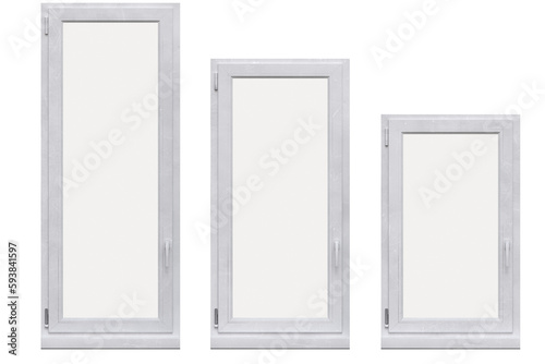 windows in the interior isolated on transparent background, 3D illustration, cg render 