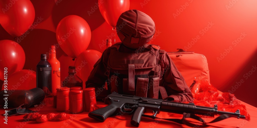 Anti terrorism day, Stop the war red background. Generative Ai