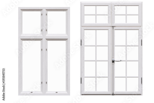 windows in the interior isolated on transparent background, 3D illustration, cg render 