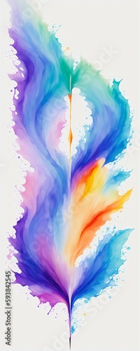a painting of a colorful leaf on a white background