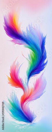 a multicolored bird's tail on a white background © Lau Chi Fung
