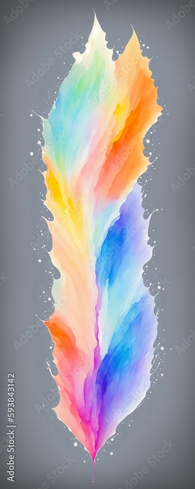 a painting of a multicolored leaf on a gray background