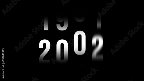 Analog counter counting up from 1960 to 2024 background. Time-lapse speed. Happy new year eve number counter. 4K footage motion graphic video rendering. photo