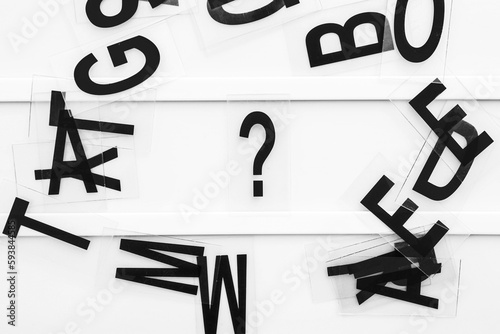 Question mark with letters ...