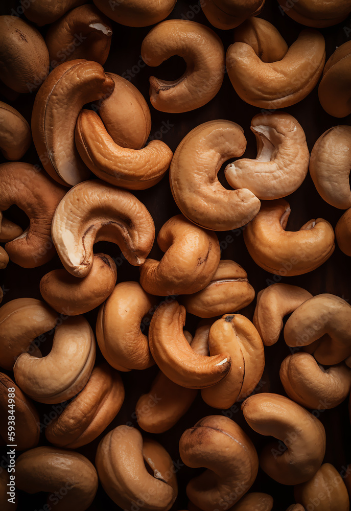 Close up of Roasted cashew nuts background collection. Top view Fresh, Tasty, and healthy food scattered cashew nuts Close up of Roasted cashew nuts background collection. Top view Fresh, Tasty, and healthy food scattered cashew nuts