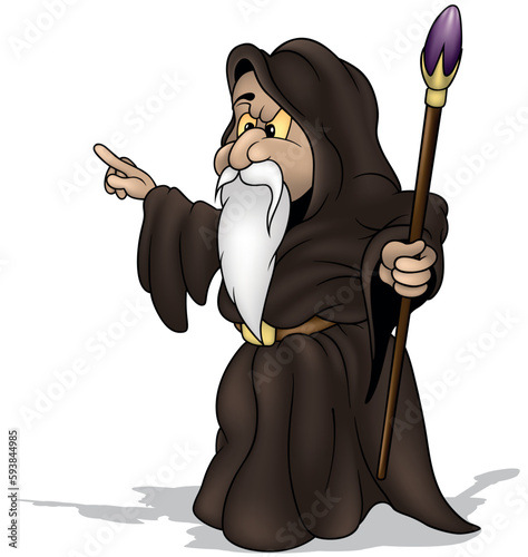 Wizard in a Brown Robe with...