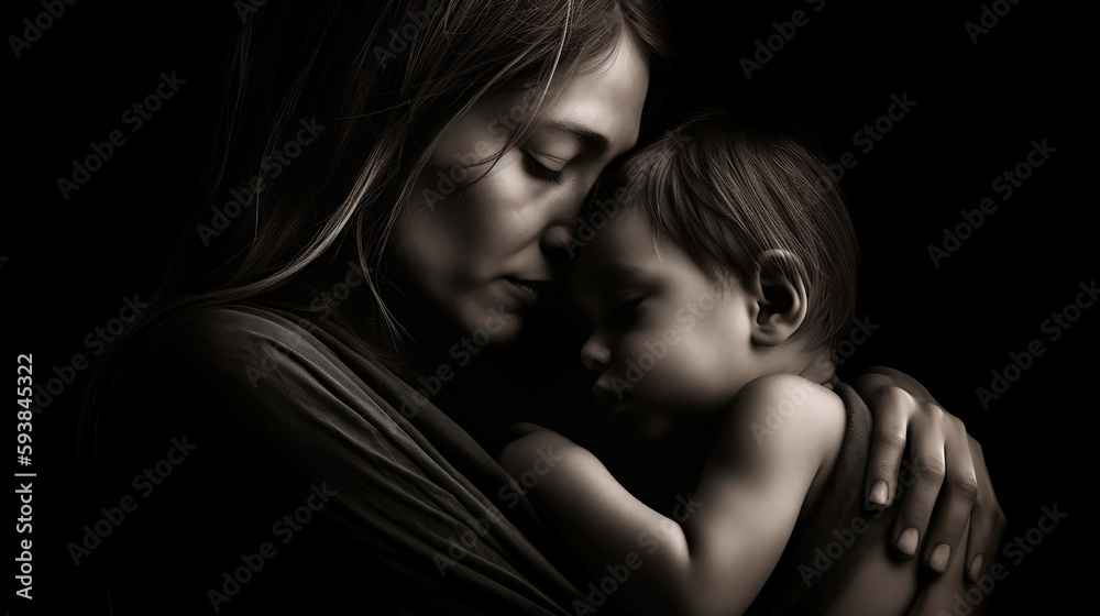 Happy time May Mother day A mother's embrace: Describe the warmth