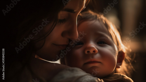Happy time May Mother day A mother's embrace: Describe the warmth, safety, and comfort of a mother's hug