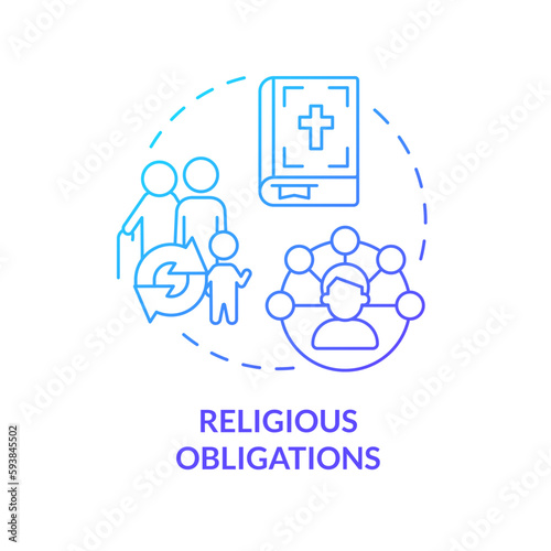Religious obligations blue gradient concept icon. Traditions. Genealogical research motivation abstract idea thin line illustration. Isolated outline drawing. Myriad Pro-Bold font used