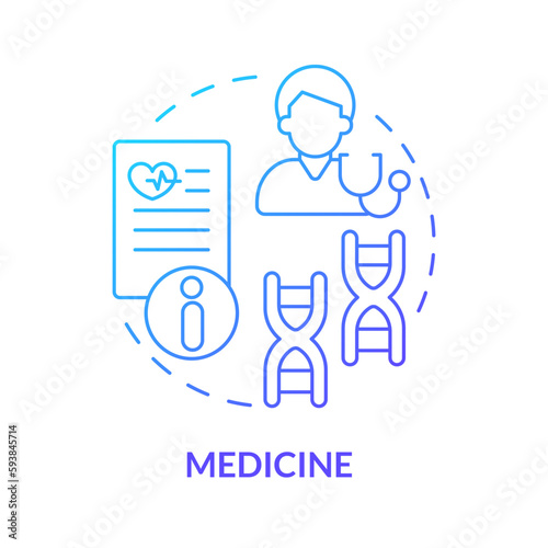 Medicine blue gradient concept icon. Determine health risks. Disease diagnosis. Genograms usage abstract idea thin line illustration. Isolated outline drawing. Myriad Pro-Bold font used