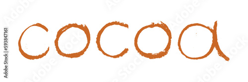 Vintage Cocoa lettering emblem. Hand drawn sketch PNG Cacao writing. Old fashioned handmade lettering Cocoa isolated. Bean-to-Bar Cacao. Organic product doodle. Label chocolate. Retro style badge.