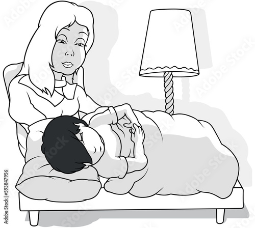 Drawing of a Black-haired S...