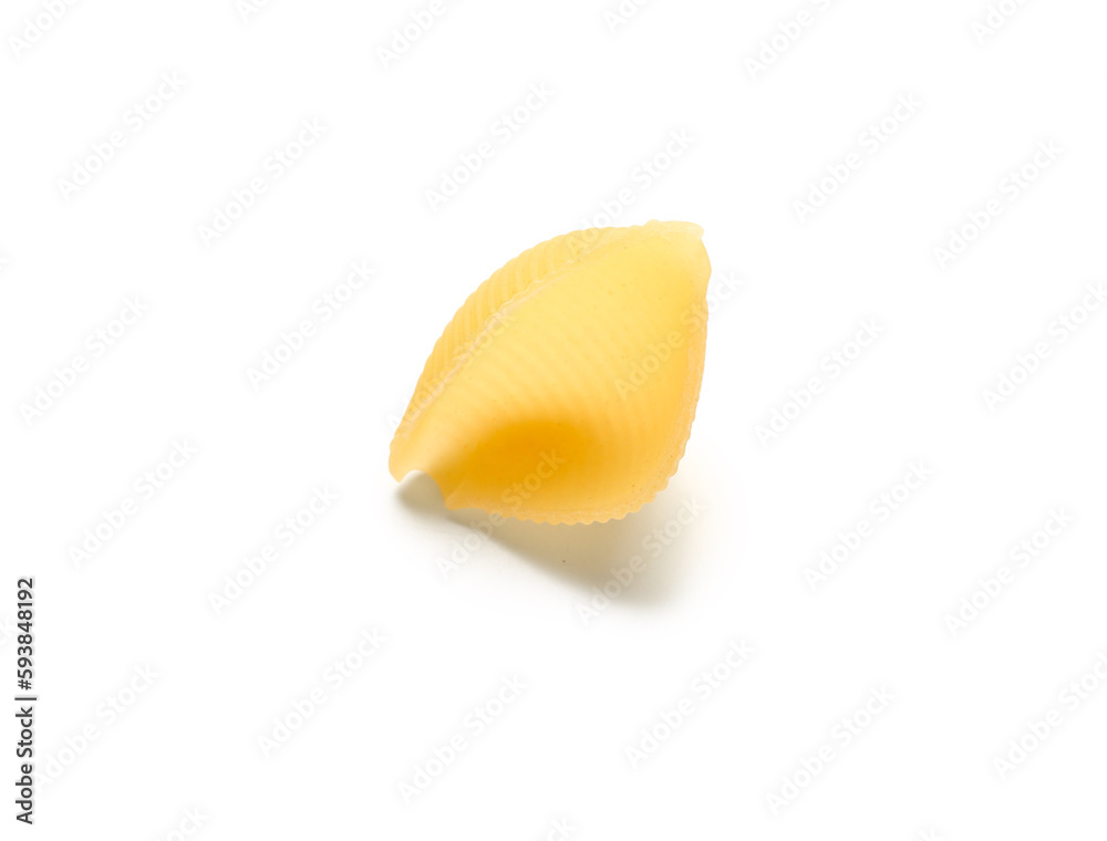 Raw conchiglie pasta isolated on white background Raw conchiglie pasta isolated on white background