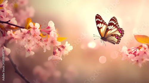 spring background with butterflies