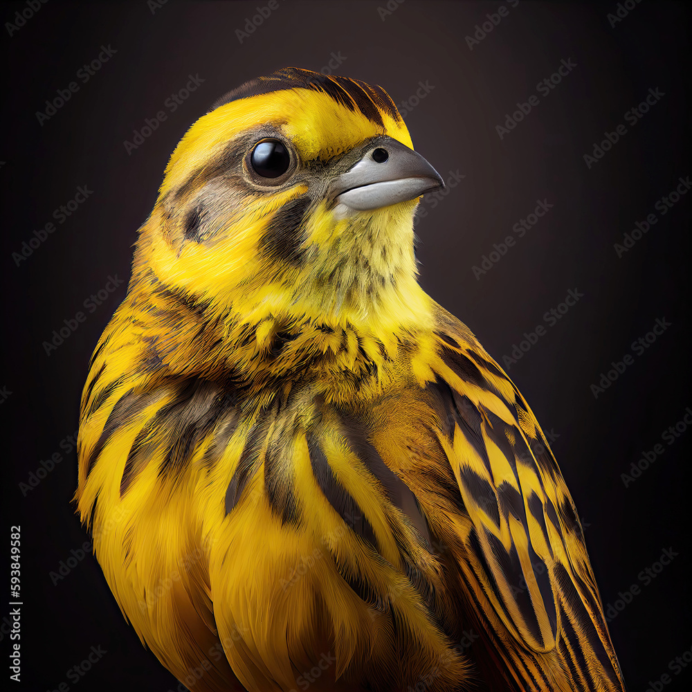 Yellowhammer Bird As Studio Animal Portrait Generative Ai Stock