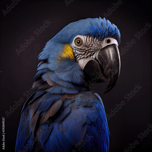 Spix's macaw parrot as studio animal portrait (Generative AI) photo