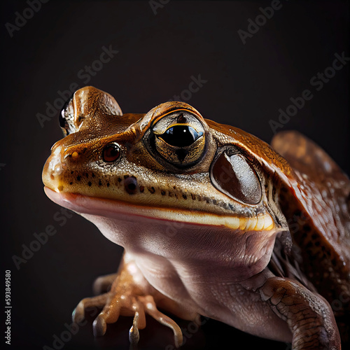 Wood frog as studio animal portrait (Generative AI) photo