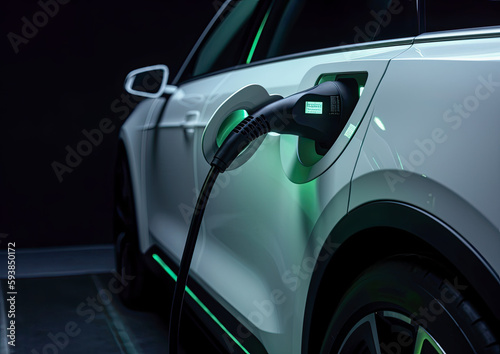 Electric Vehicle Charging at Charge Point-EV Car-Generative AI