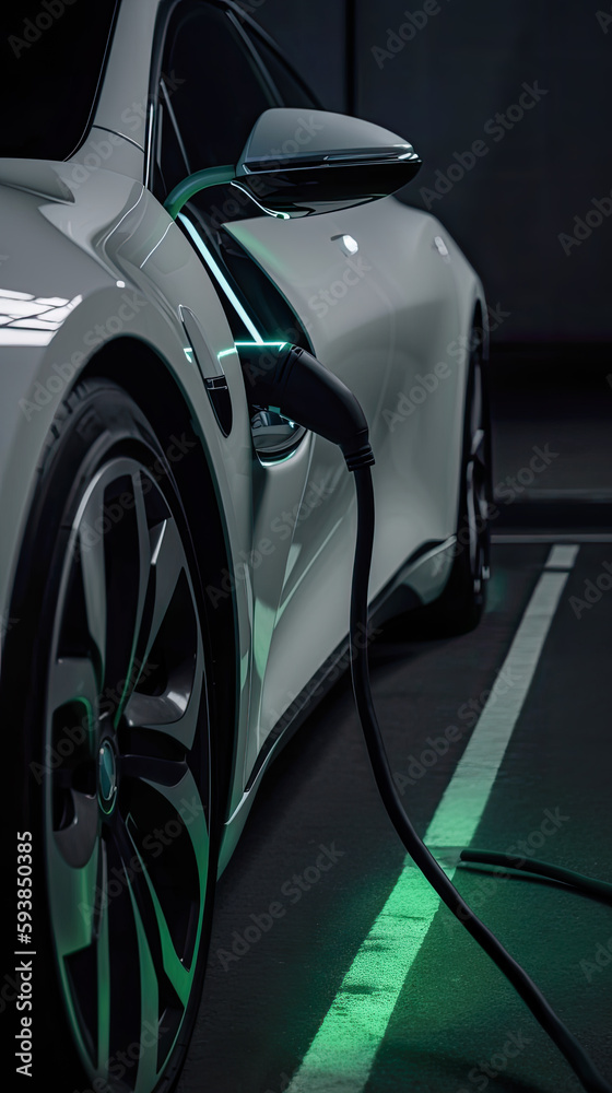 Electric Vehicle Charging at Charge Point-EV Car-Generative AI