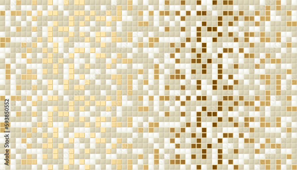 Seamless luxury white gold mosaic ceramic tiles pattern. Vector light grey wall cladding for