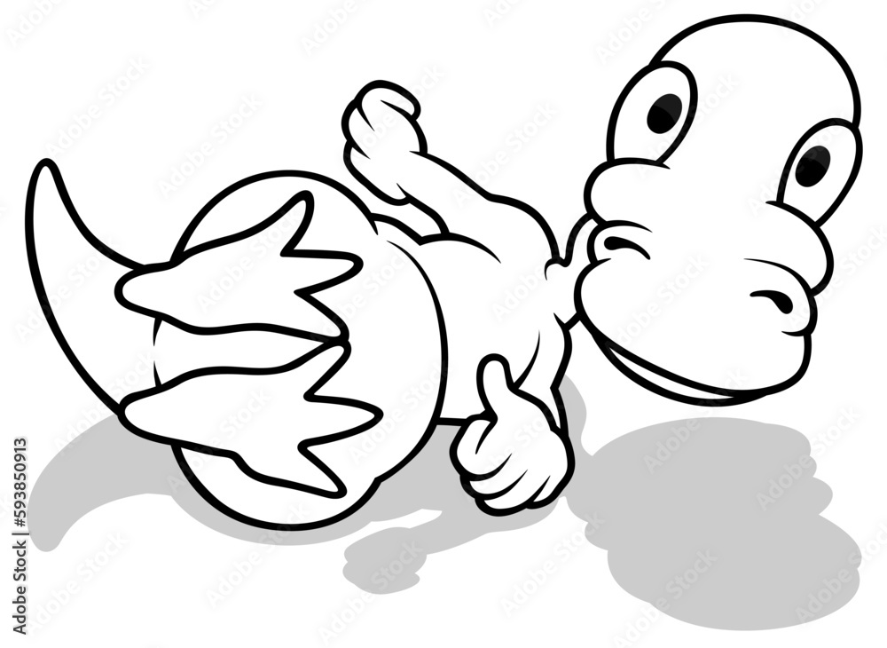 Drawing of a Lying Cute Dinosaur Drawing of a Lying Cute Dinosaur
