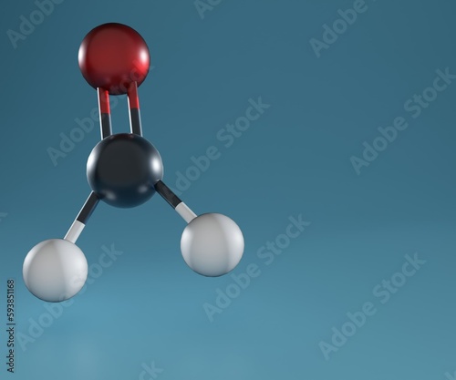 Isolated the chemical formula of formaldehyde 3d rendering photo