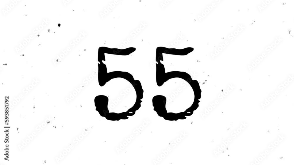 1 minute countdown timer animation with noise and film grain effect in white background. Can be edited to 30 seconds, 15 seconds, 10 seconds, and 5 seconds.
