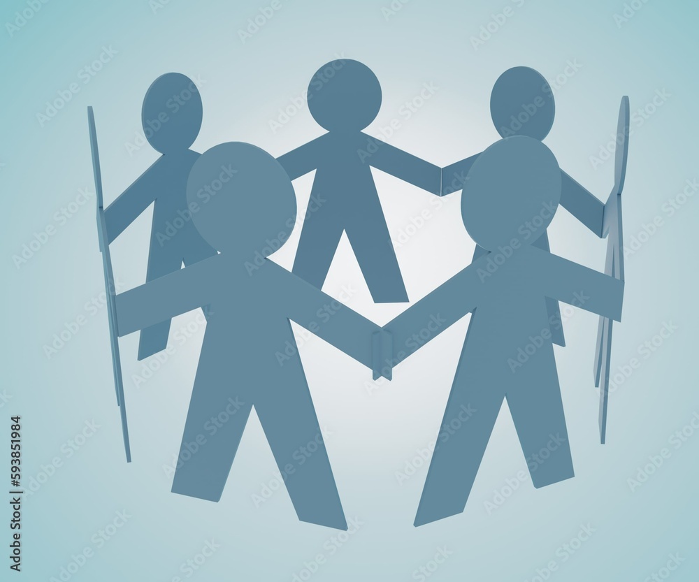human shape in paper. group of paper people 3d rendering human shape in paper. group of paper people 3d rendering