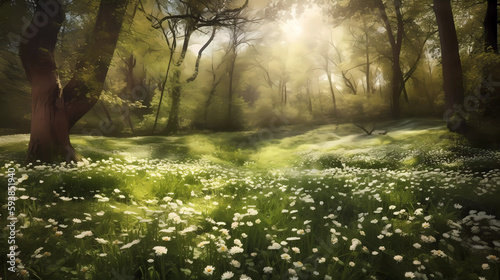 sun shining through the trees in a beautiful forest