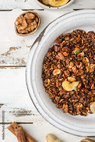 granola baked with nuts and honey